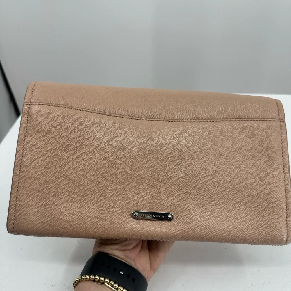 Rebecca Minkoff Leather Jean Clutch Bag in Doe Beige Cream Handbag